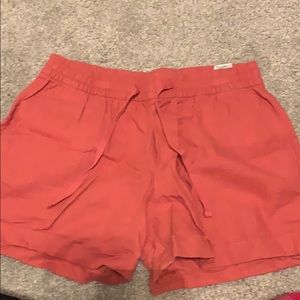 Red linen shorts